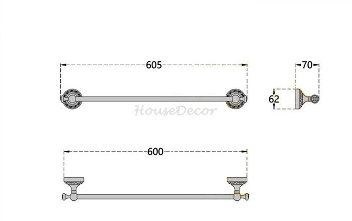 Brass towel rack detailed product view additional view
