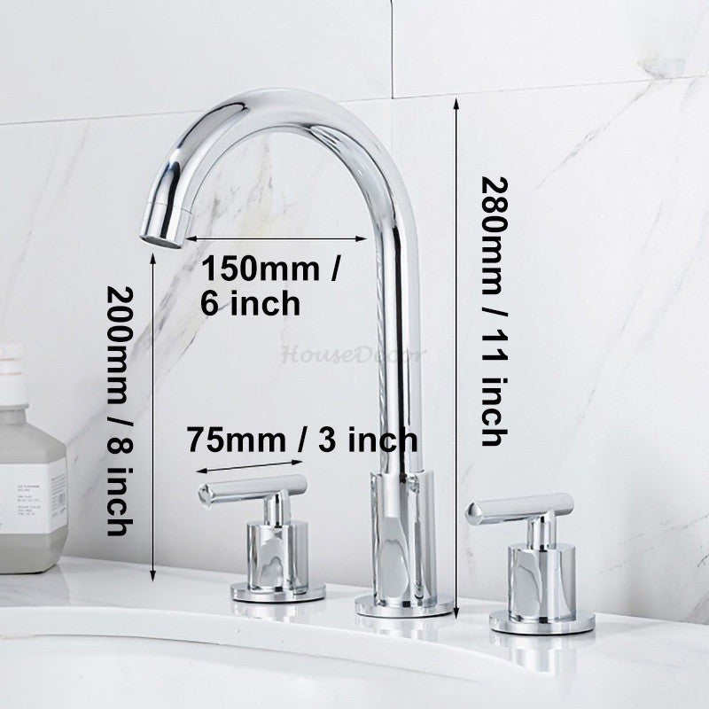 Modern bath shower mixer tap dual handle control additional view