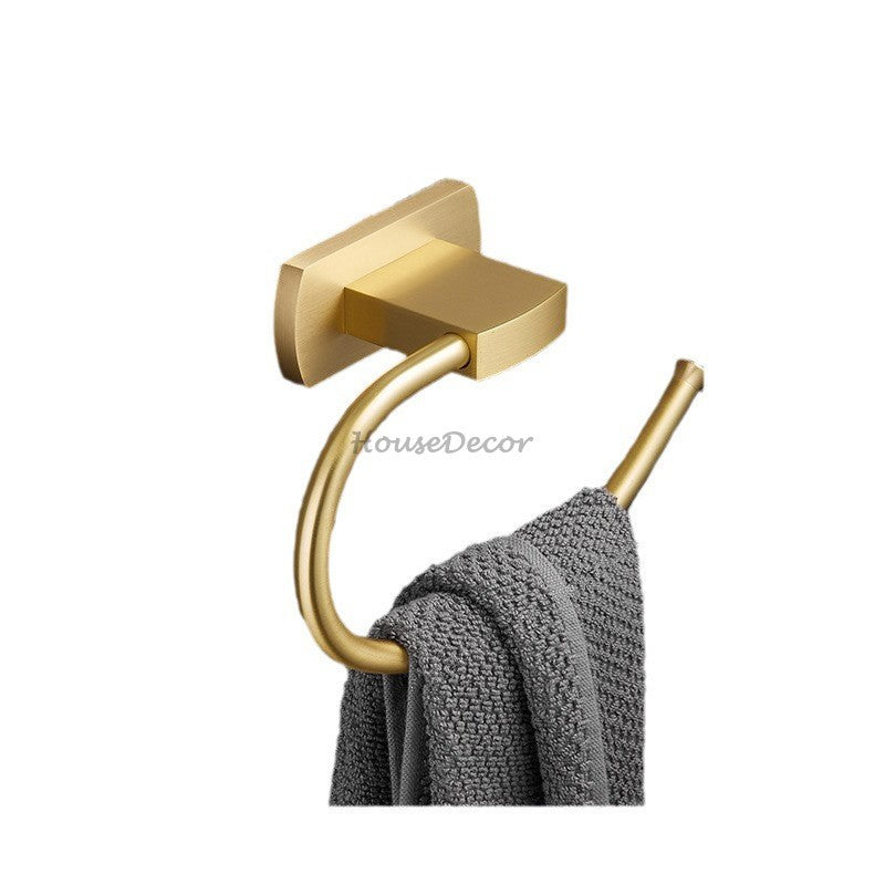 Modern Brass towel ring wall mounted design detail view