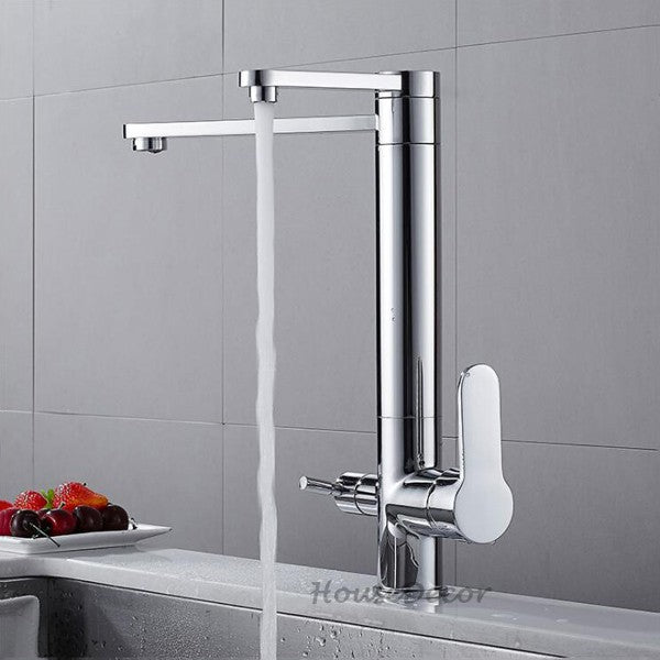 Chrome Brass kitchen sink mixer tap deck mounted design additional view