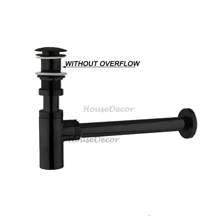 Matte Black basin bottle trap detailed product view detail view