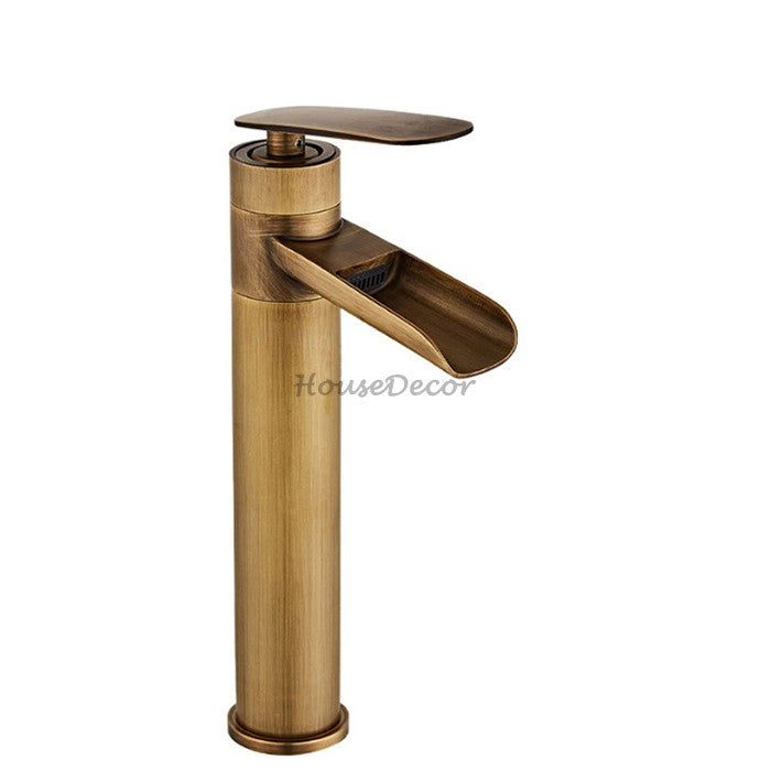 Modern bath shower mixer tap waterfall spout detail view