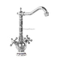 Modern kitchen sink mixer tap swivel spout detail view