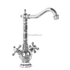 Modern kitchen sink mixer tap swivel spout detail view