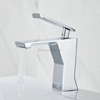 Modern bath shower mixer tap waterfall spout detail view