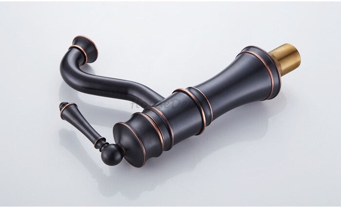 Black Brass bath shower mixer tap swivel spout detail view