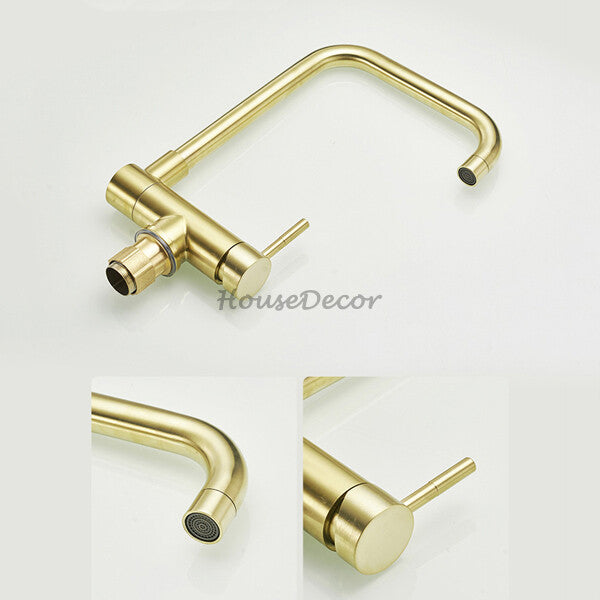 Brushed Gold kitchen sink mixer tap detailed product view additional view