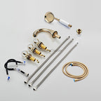 Brushed Gold bath shower mixer tap handheld shower set detail view