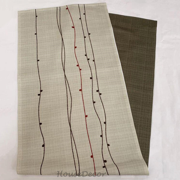 Green Fabric doorway curtain room divider design detail view