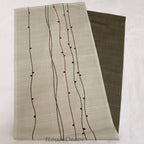Green Fabric doorway curtain room divider design detail view