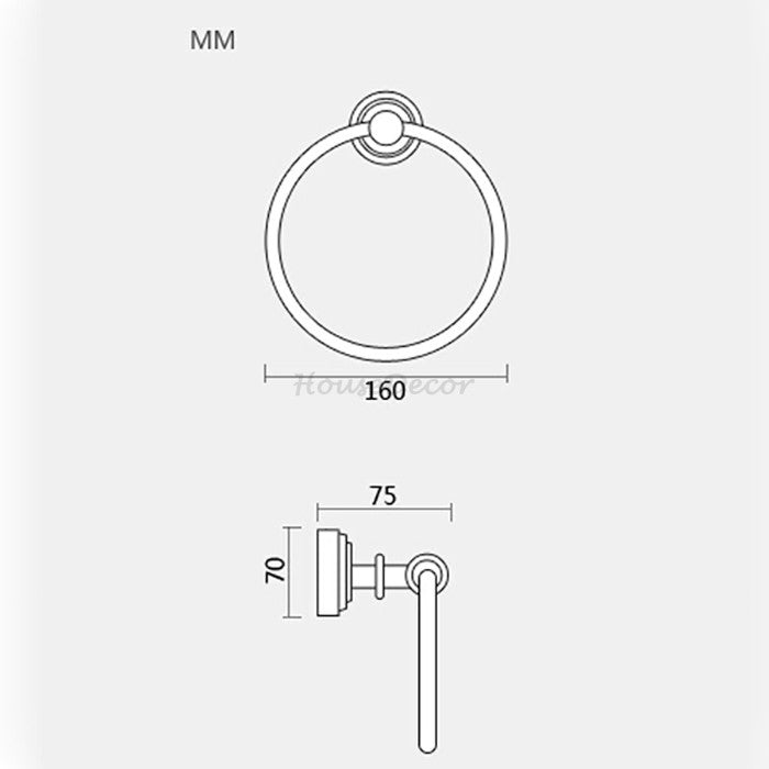 Gold towel ring wall mounted design detail view