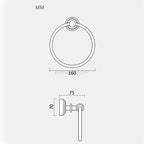 Gold towel ring wall mounted design detail view