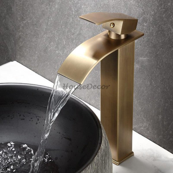 Antique Brass bath shower mixer tap waterfall spout additional view
