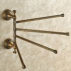 Antique Brass towel rack swivel spout detail view