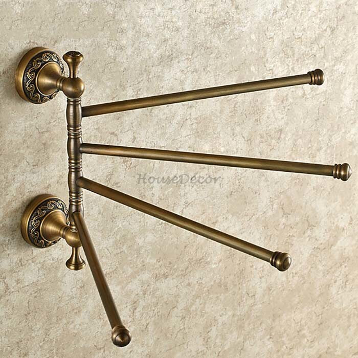 Antique Brass towel rack swivel spout detail view