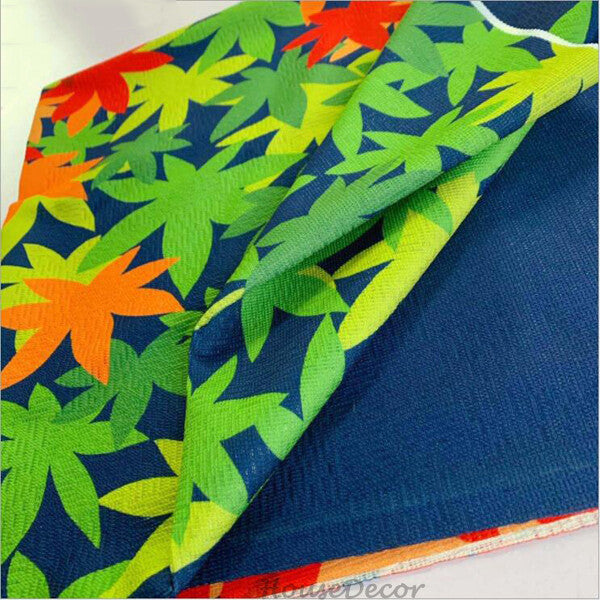 Green Fabric doorway curtain room divider design detail view
