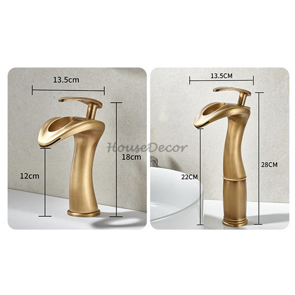 Antique Brass bath shower mixer tap waterfall spout additional view