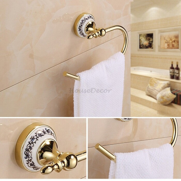 Gold towel rack wall mounted design detail view