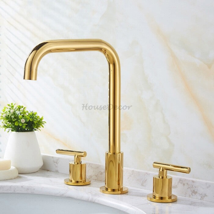 Modern bath shower mixer tap dual handle control main view