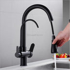 Black kitchen sink mixer tap pull out spray detail view