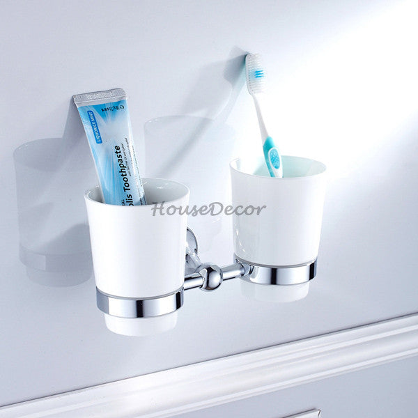 Chrome Brass toothbrush holder wall mounted design detail view