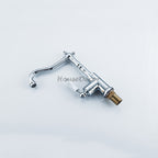 Chrome kitchen sink mixer tap swivel spout detail view