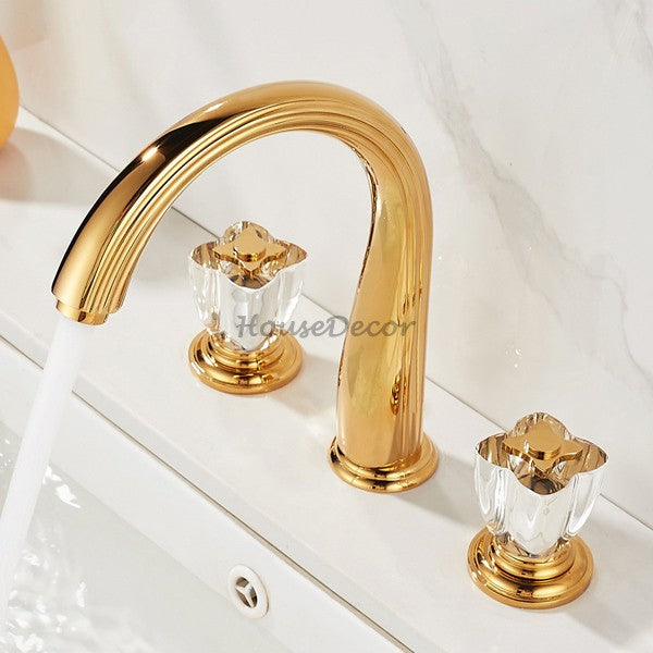 Gold bath shower mixer tap 3 hole installation additional view