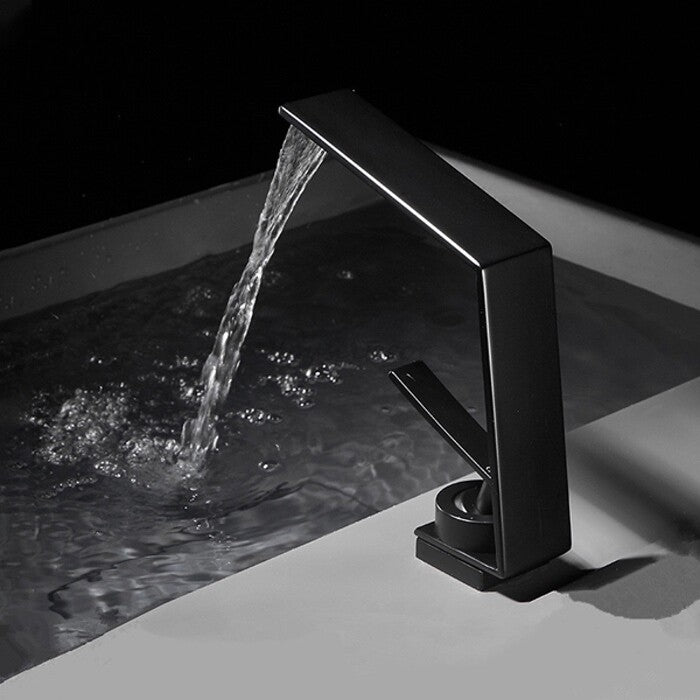 Modern bath shower mixer tap waterfall spout detail view
