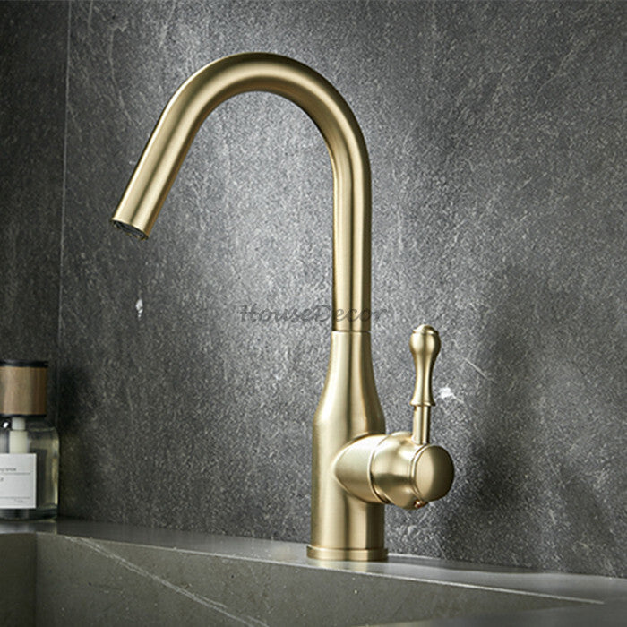 Modern kitchen sink mixer tap swivel spout detail view