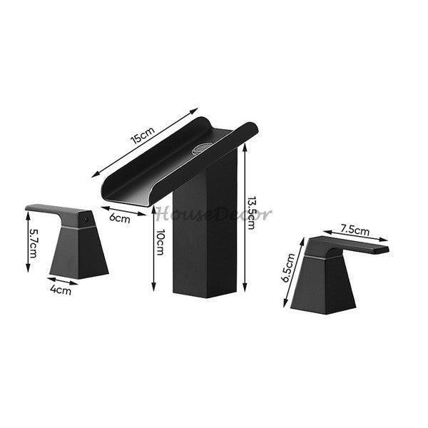 Black bath shower mixer tap waterfall spout additional view