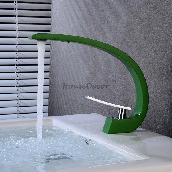 Green bath shower mixer tap deck mounted design detail view