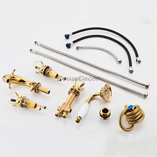 Gold bath shower mixer tap detailed product view additional view