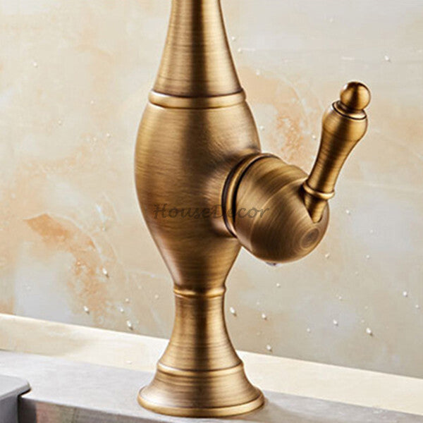 Antique Brass kitchen sink mixer tap swivel spout additional view