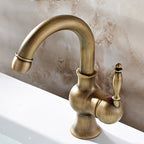 Antique Brass bath shower mixer tap swivel spout detail view