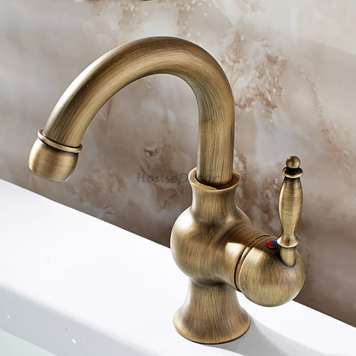 Antique Brass bath shower mixer tap swivel spout detail view