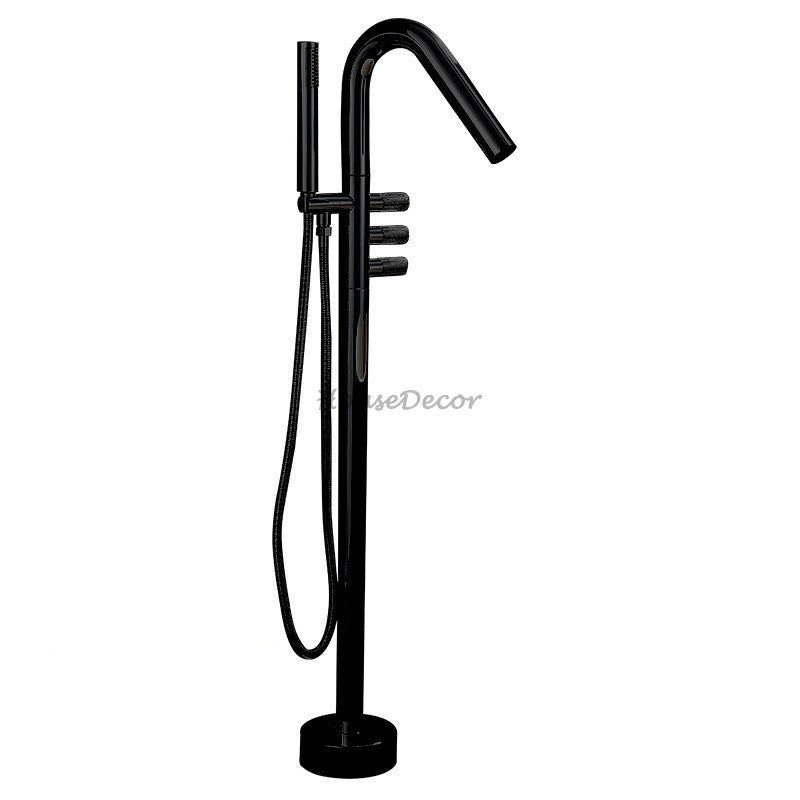 Modern bath shower mixer tap floor mounted design detail view