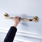 Antique Brass bathroom grab bar safety grip detail view