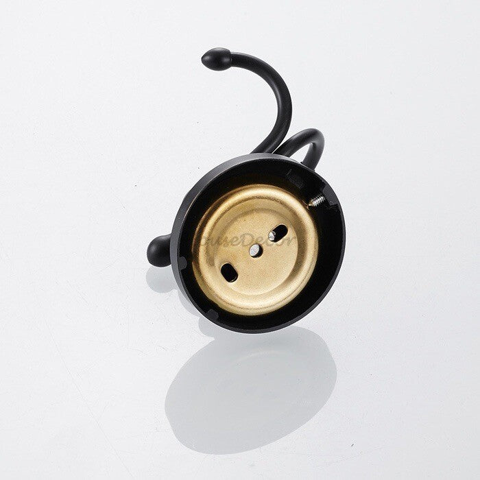 Black Brass robe hook wall mounted design detail view