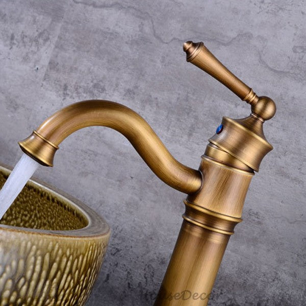 Antique Brass bath shower mixer tap swivel spout detail view
