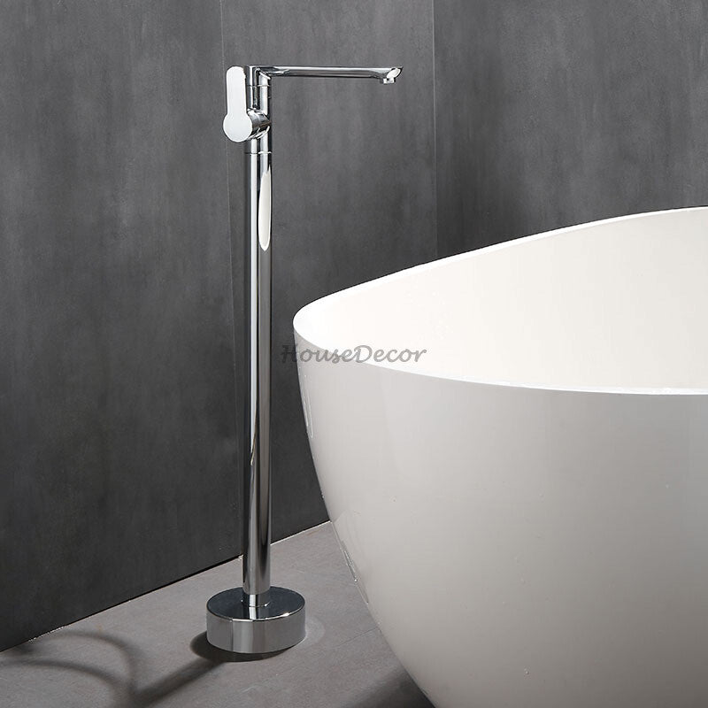 Modern bath shower mixer tap floor mounted design detail view