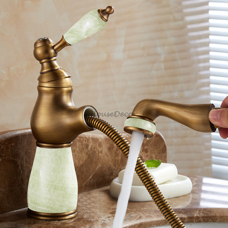 Modern bath shower mixer tap pull out spray detail view