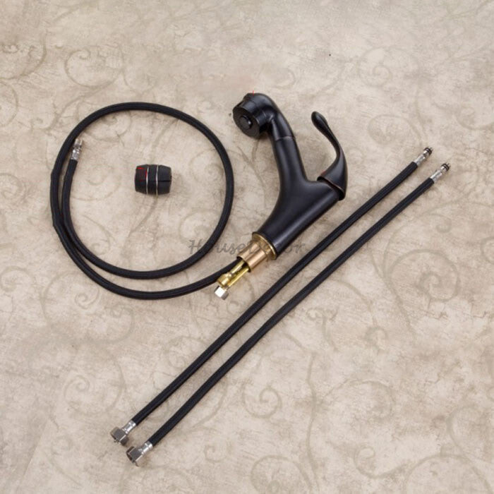 Black faucet pull out spray additional view