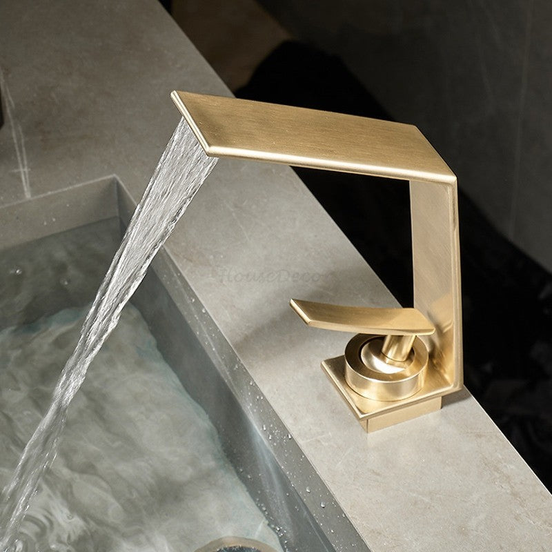 Modern bathroom basin mixer tap waterfall spout main view