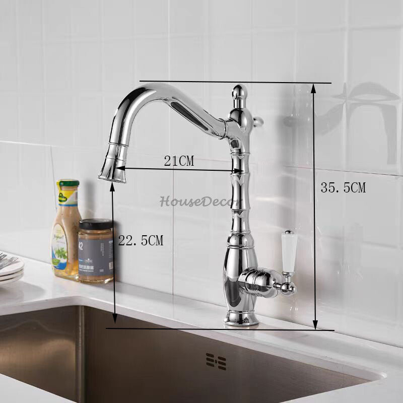 Modern kitchen sink mixer tap pull out spray detail view