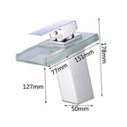 Modern bath shower mixer tap waterfall spout detail view