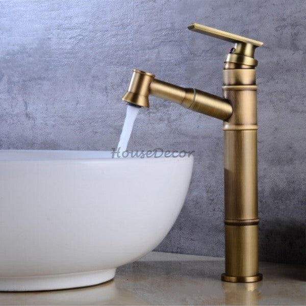 Antique Brass bathroom basin mixer tap pull out spray main view