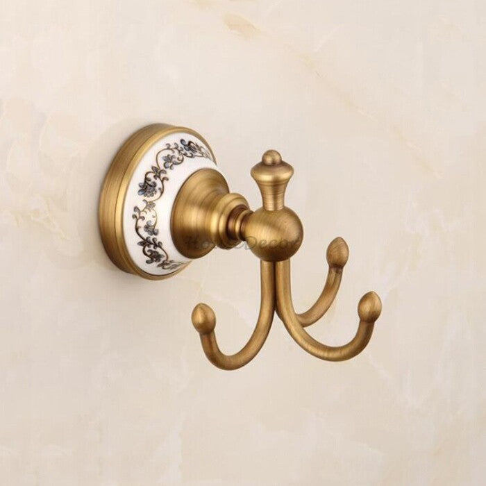 Antique Brass robe hook wall mounted design detail view