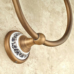 Antique Brass towel ring wall mounted design detail view