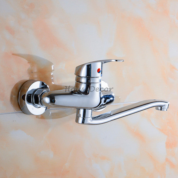 Modern kitchen sink mixer tap swivel spout detail view