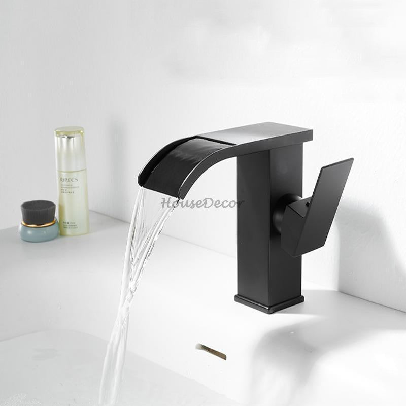 Brass bath shower mixer tap waterfall spout detail view